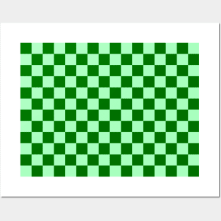 Green Checkered Square Seamless Pattern Posters and Art